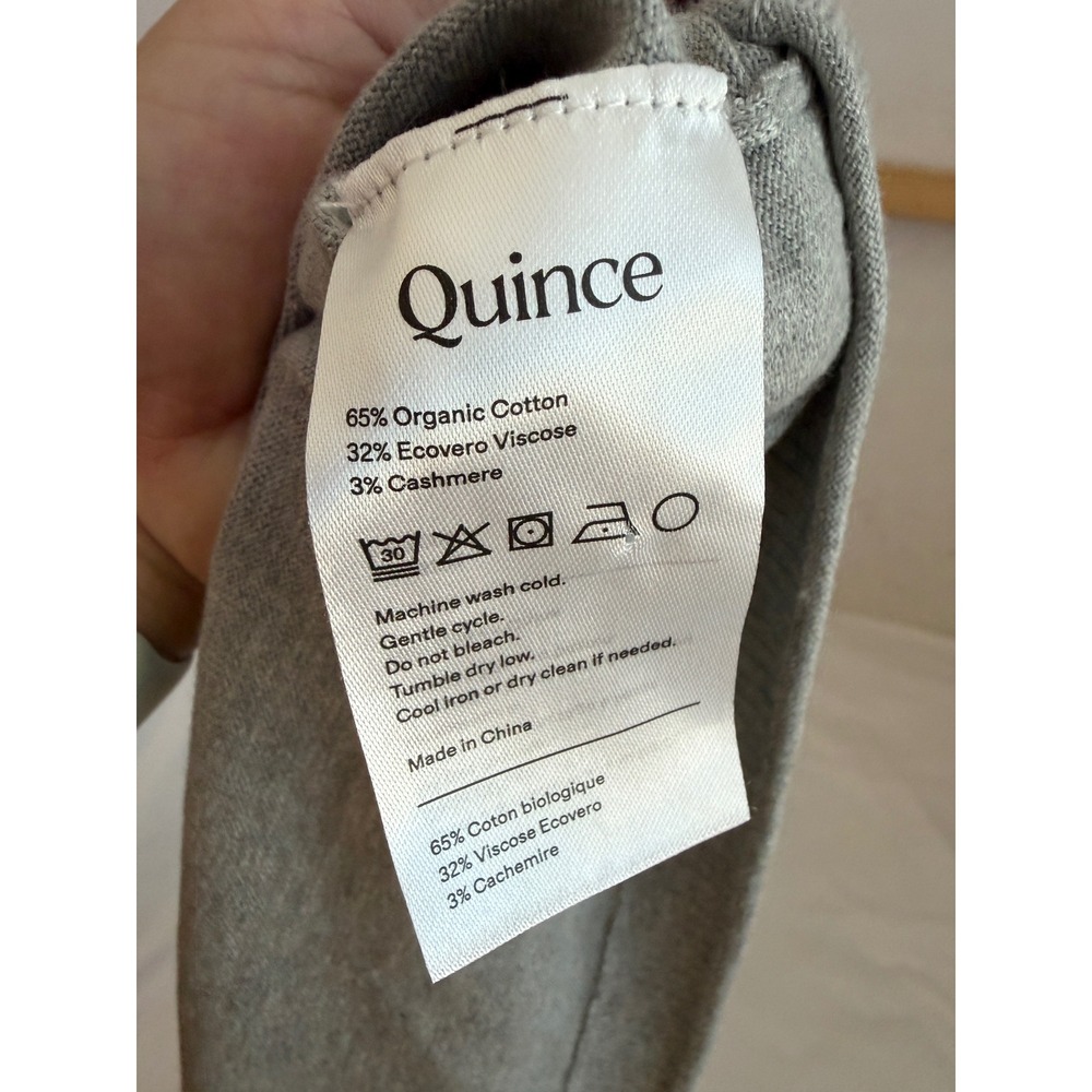 Quince Organic Cotton Cashmere Blend Short Sleeve Sweater Heather Grey Medium - Picture 9 of 9